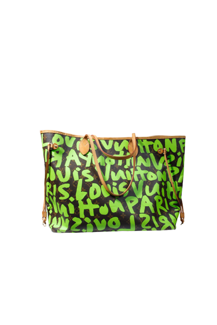 LOUIS VUITTON Monogram Graffiti Neverfull GM Tote Bag Green