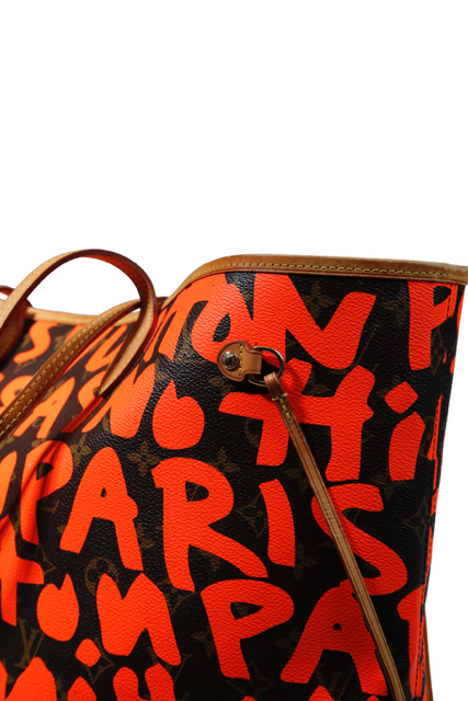 LOUIS VUITTON Monogram Graffiti Neverfull GM Tote Bag Orange